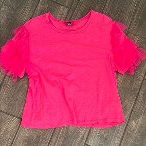 Lea & Viola Pink Ruffled Crop Tee